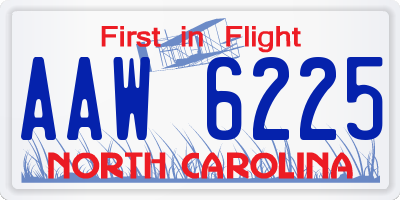 NC license plate AAW6225