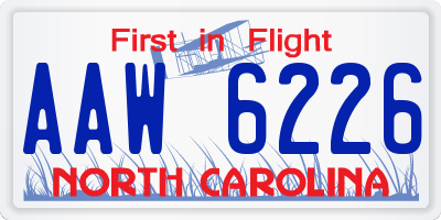NC license plate AAW6226