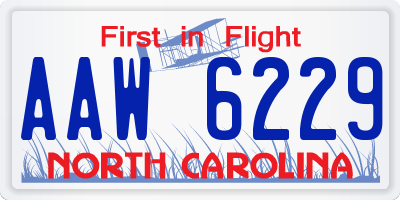 NC license plate AAW6229