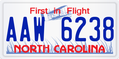 NC license plate AAW6238