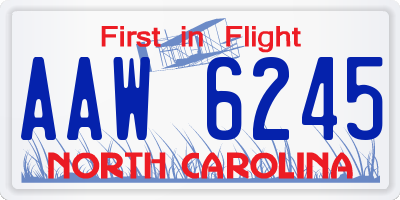NC license plate AAW6245