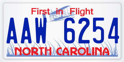 NC license plate AAW6254