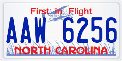 NC license plate AAW6256