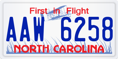 NC license plate AAW6258