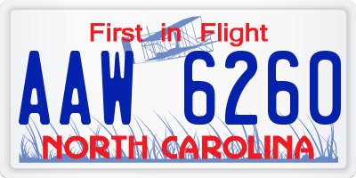NC license plate AAW6260