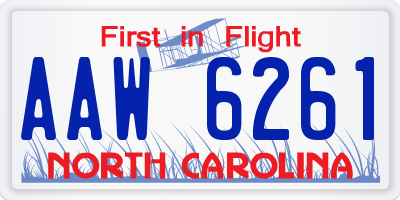NC license plate AAW6261