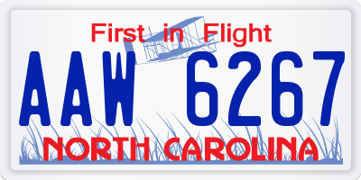 NC license plate AAW6267