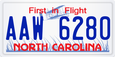 NC license plate AAW6280