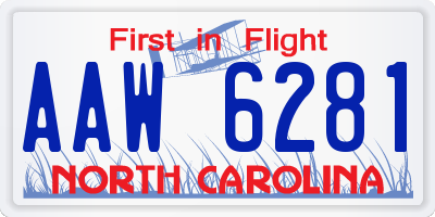 NC license plate AAW6281