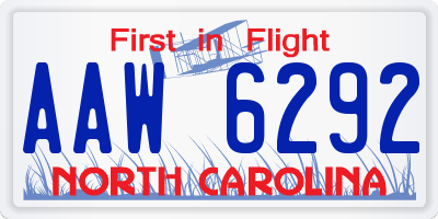 NC license plate AAW6292