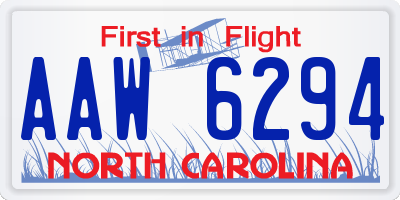 NC license plate AAW6294