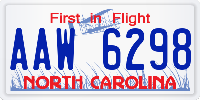 NC license plate AAW6298