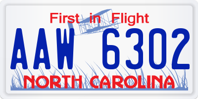 NC license plate AAW6302