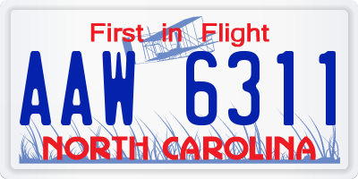NC license plate AAW6311