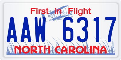 NC license plate AAW6317