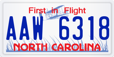 NC license plate AAW6318