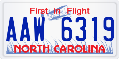 NC license plate AAW6319