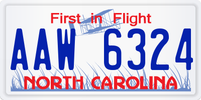 NC license plate AAW6324