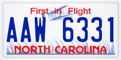 NC license plate AAW6331