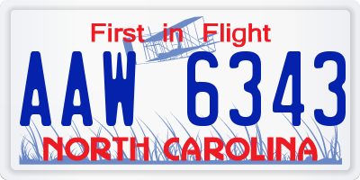 NC license plate AAW6343