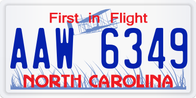 NC license plate AAW6349