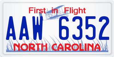 NC license plate AAW6352