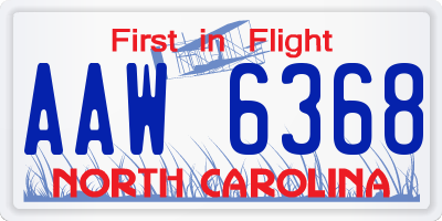 NC license plate AAW6368