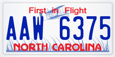 NC license plate AAW6375