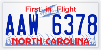 NC license plate AAW6378