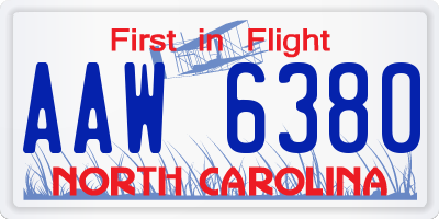 NC license plate AAW6380