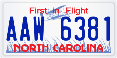 NC license plate AAW6381