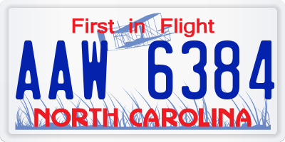 NC license plate AAW6384