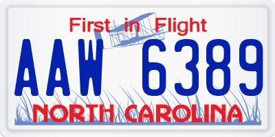 NC license plate AAW6389