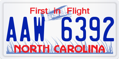 NC license plate AAW6392