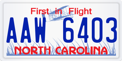 NC license plate AAW6403