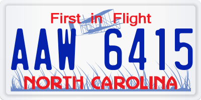 NC license plate AAW6415