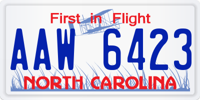 NC license plate AAW6423