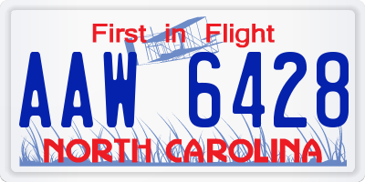 NC license plate AAW6428