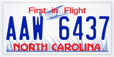 NC license plate AAW6437