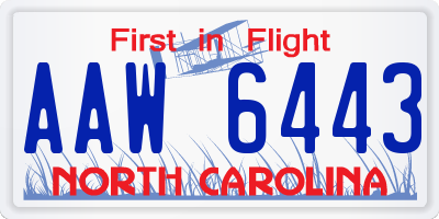 NC license plate AAW6443