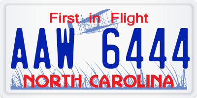 NC license plate AAW6444