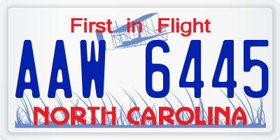 NC license plate AAW6445