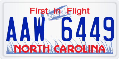 NC license plate AAW6449