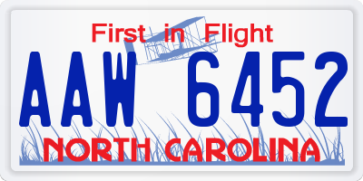 NC license plate AAW6452