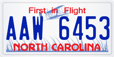NC license plate AAW6453