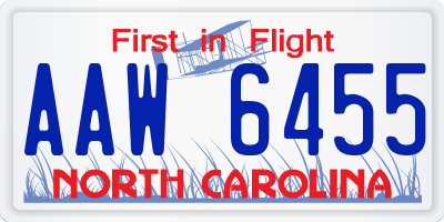 NC license plate AAW6455