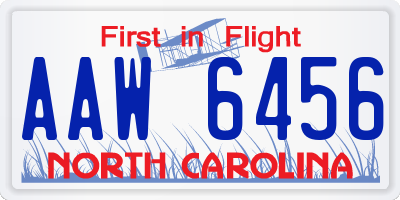 NC license plate AAW6456
