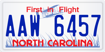 NC license plate AAW6457