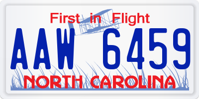 NC license plate AAW6459