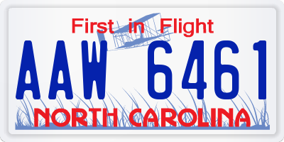 NC license plate AAW6461